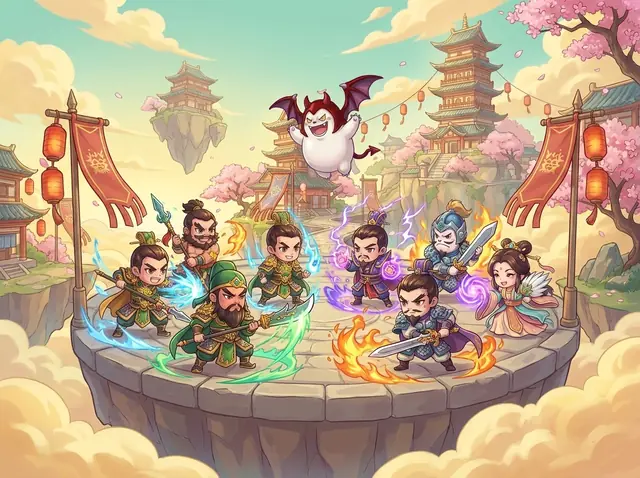 Hai đội võ tướng chibi giao chiến trên lôi đài giữa mây